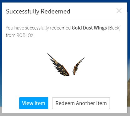 Nonamus On Twitter So Guys I Redeemed A Chaser And Got My Dream Item - how to get gold dust wings roblox