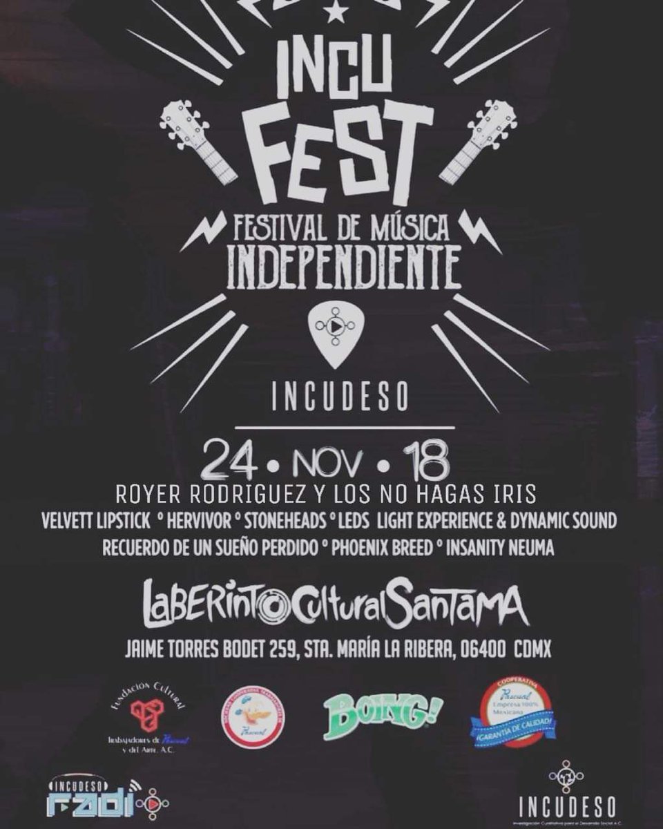 #HazViralLoSocial HOY HOY HOY es el #IncuFest 🔊🔊🔊
Si aún no tienes boleto, puedes comprarlo en el <a href="/LaberintoCultur/">LaberintoSantaMa</a>
Las puertas abren a las 15 horas. 
<a href="/InsanityNeuma/">Insanity Neuma</a> #PhoenixBreed  <a href="/stoneheadsband/">StoneHeads</a> <a href="/ledsrockband/">L.E.D.S.</a> <a href="/VLipstick/">Velvett Lipstick </a> <a href="/rockroyer/">royerrodriguezoficial</a> #RecuerdoDeUnSueñoPérdido 
🎶🍻🍔📸🎶🍻🍔📸🎶