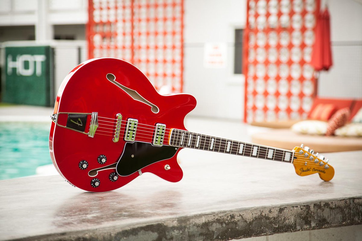 Fender's tweet photo. From Elvis to Death Cab, Fender's obscure semi-hollow model grabs the spotlight. Check out nine moments where the Fender Coronado stood out in music history. 

https://t.co/2Zv1H1xis1 https://t.co/0X08X2JeVF