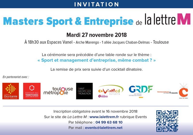 lalettremnews's tweet photo. #MastersM Les Masters de La Lettre M,c'est ce mardi à #Toulouse, à 18h30 aux Espaces Vanel @GLevents. Inscrivez-vous sur https://t.co/jPpF0jZETZ Evénement ouvert et gratuit. Partagez autour de vous ! @TlseMetropole @cic @Occitanie @NadiaPellefigue @EoviMcd @BanqueDesTerr @GRDF https://t.co/bTogM9O4LF