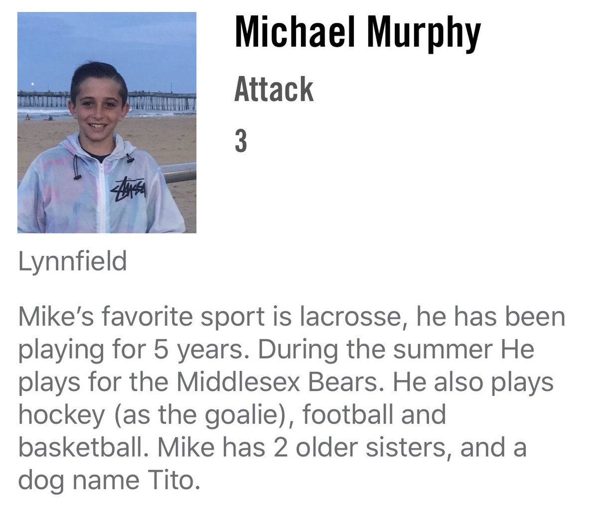 MYL_Colonials's tweet photo. #MeetTheseColonials
Meet Michael Murphy - first of six sensational attackmen for MBC Red. @LynnfieldLax https://t.co/vkyUOUyDqc