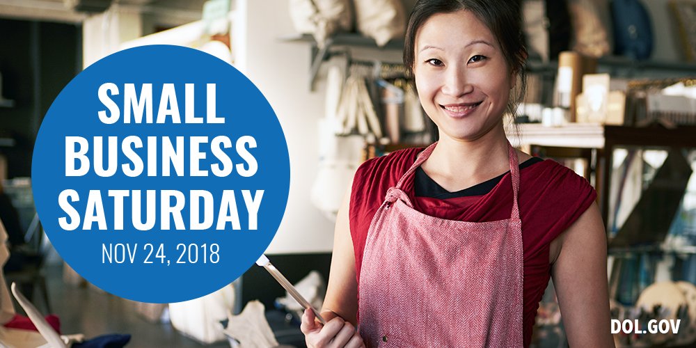 USDOL's tweet photo. Small businesses in America employ more than 55.6 million people. #SmallBusinessSaturday provides an opportunity to support local job creators in your community: https://t.co/raCMhyvOaR https://t.co/JuAD9OiwQj