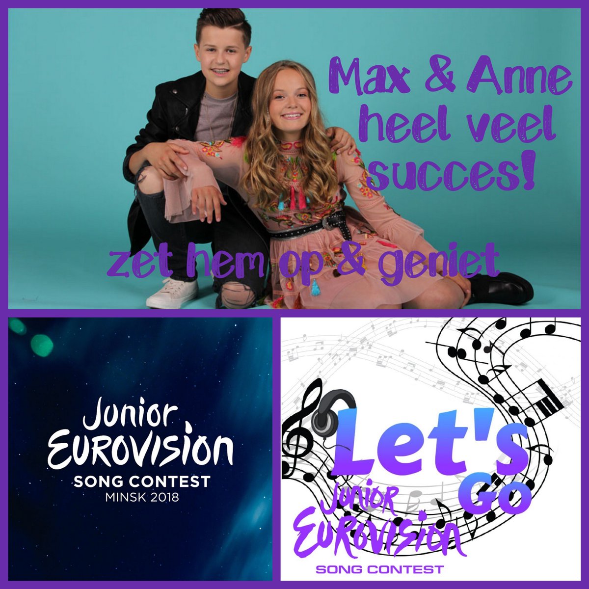 Wij wensen Max &amp; Anne heel veel succes bij het Junior Eurovision Song Contest! Zet hem op "Samen" en geniet! <a href="/EurovisionJr/">Junior Eurovision</a> <a href="/jrsongfestival/">Junior Songfestival</a> <a href="/RadioAalsmeer/">Radio Aalsmeer</a>