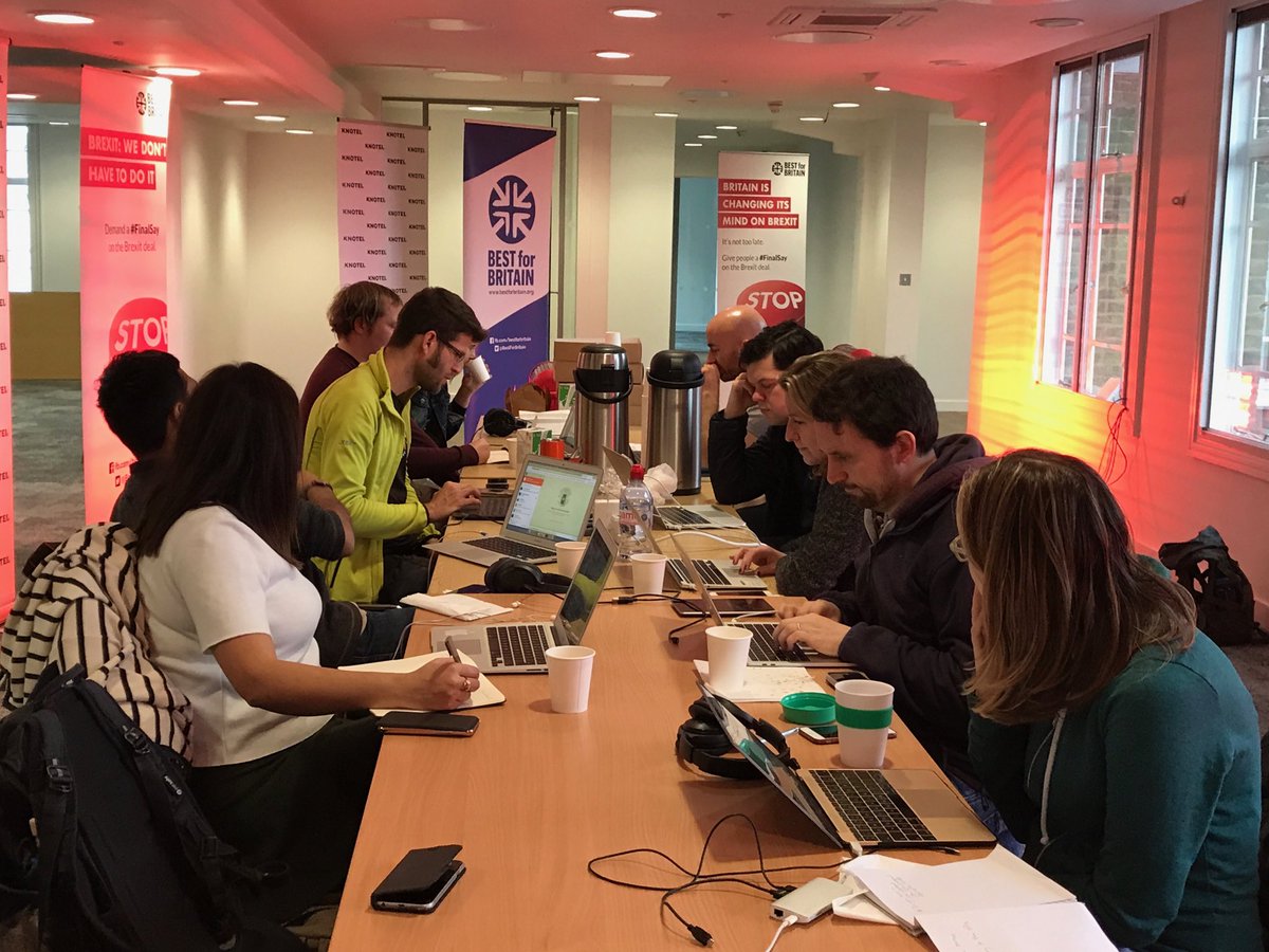 mikebutcher's tweet photo. We’ve kicked-off our @TechForUK weekend hackathon in London to produce apps like @finalsayapp & @myeuuk for a #FinalSay #PeoplesVote! Working with @BestForBritain. If you are a developer come join us: https://t.co/5fp1NAw9X8 #TechFinalSay #FBPE https://t.co/Tt1fezM9RD