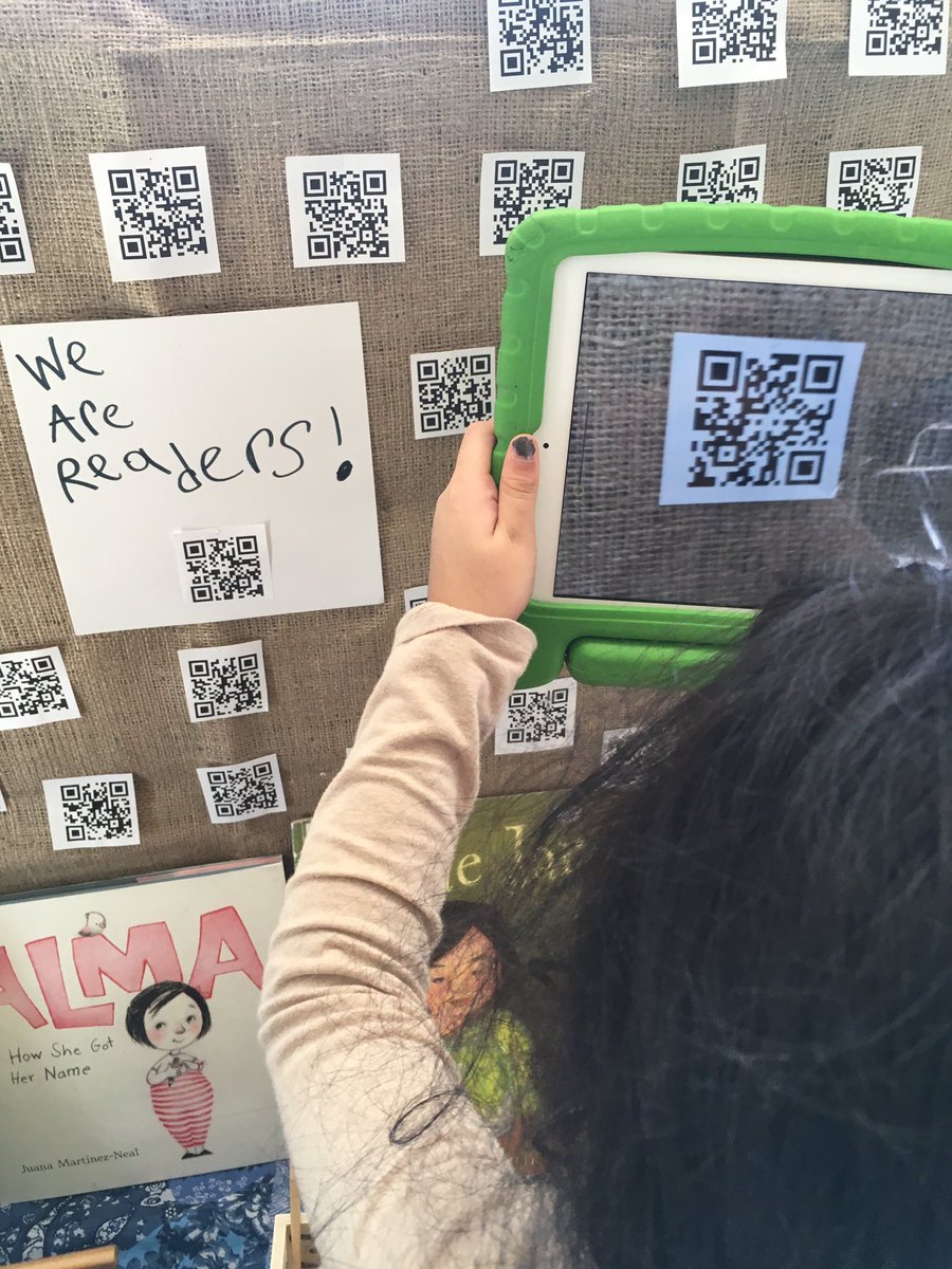 classroom106's tweet photo. The children are very interested in QR codes. They love scanning and reading QR codes with their names and the names of school staff. They are enjoying writing the names they discover in sand with a variety of brushes and sticks. H excitedly shared, “I found my name!” https://t.co/ze3gLeOgqZ