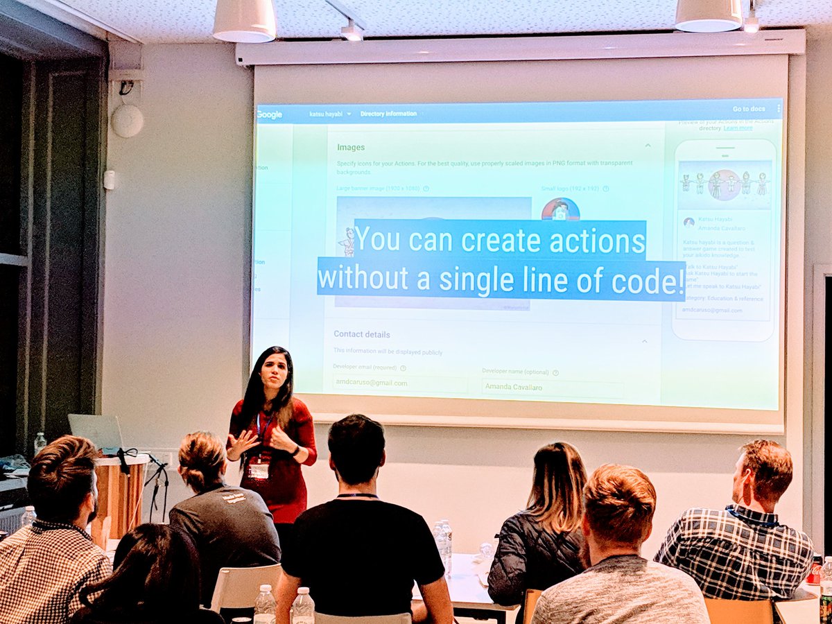 The awesome <a href="/chibichibibr/">Another account for @amdcavallaro</a> is showing us how easy it can be to get started building conversational bots with Dialogflow. #CloudFest