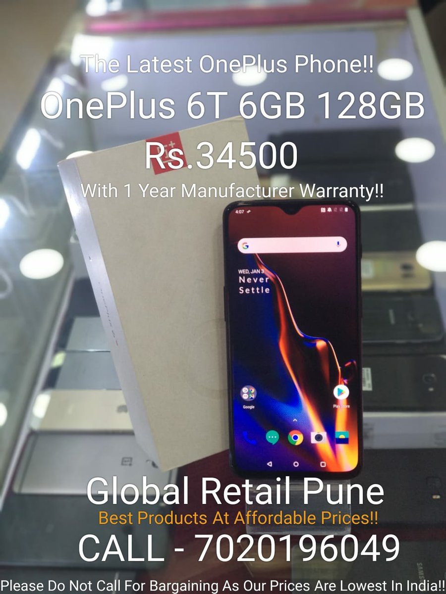 GlobalRetailSTO's tweet photo. OnePlus 6T 6GB 128GB : One Of The Best OnePlus Phones Today 😍🙏😊

#oneplus6t #oneplus6tphotography #oneplus6t📱 #oneplus6tshot #oneplus6tleaks #oneplus #oneplusfamily #oneplusfan #oneplusphotography #oneplus_india #onepluslife #oneplusindia
#pune #punekar #usedmobiles https://t.co/LQKZ2VNTMv