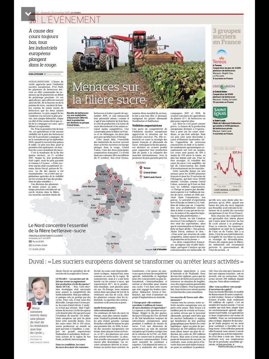 La stratégie de #Tereos a toujours été la bonne: anticiper et diversifier ses activités. On continue en ce sens! Nous sommes leader sur nos marchés et travaillons continuellement à notre compétitivité industrielle, commerciale et agricole. A lire dans <a href="/Le_Figaro/">Le Figaro</a> d'aujourd'hui ⬇️