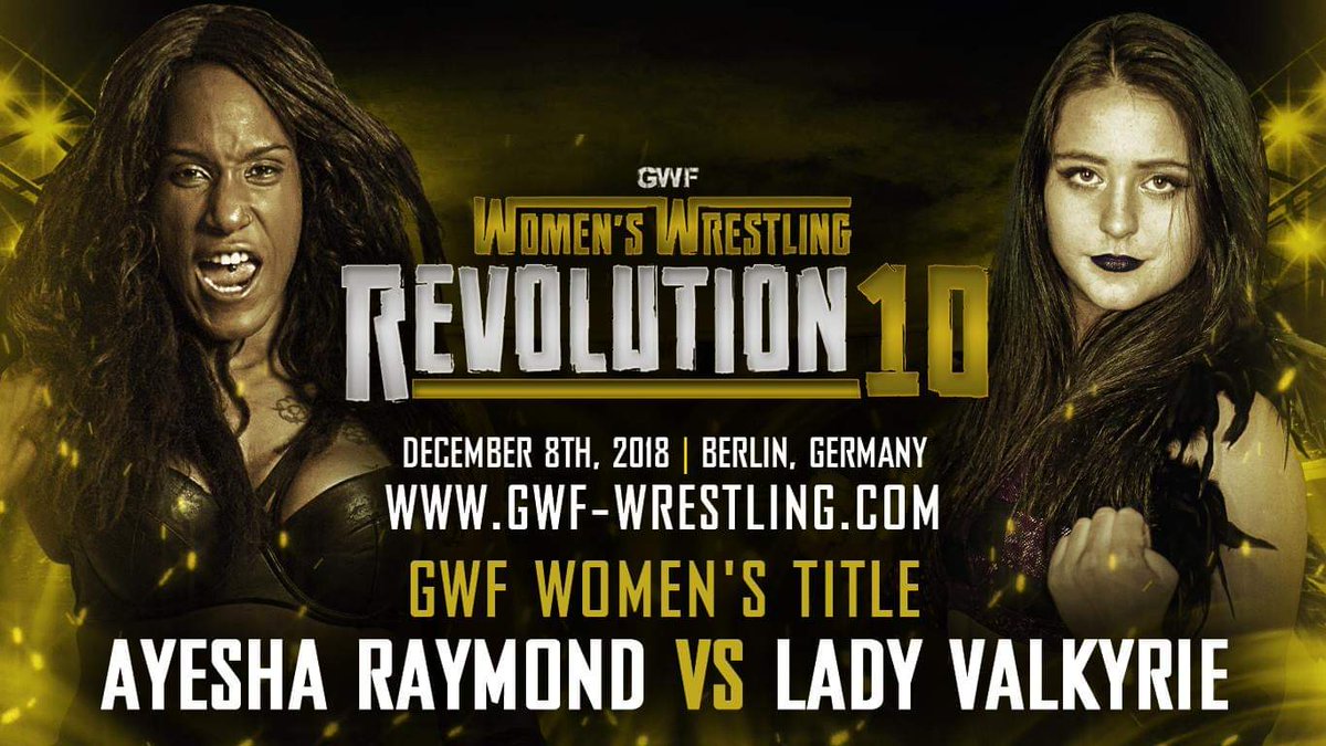 WeAreGWF's tweet photo. GWF Women's Champion @amazonayesharay will defend her red gold against the no. 1 contender @Real_Valkyrie at #revolution10! Tickets: https://t.co/zsIbW3ciyL https://t.co/PrB73Lyoo4