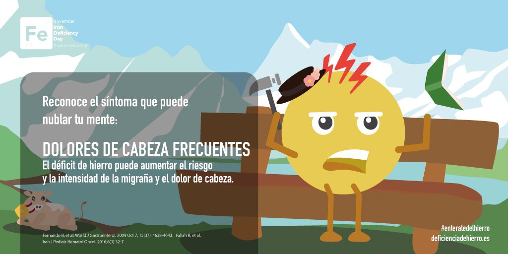 CSL_spain's tweet photo. 🤒 Controlar el #DeficitDeHierro puede ayudarte, entre otras cosas, a reducir la presencia y la intensidad de las #migrañas #IDDay2018 https://t.co/G3RB2wsl7u