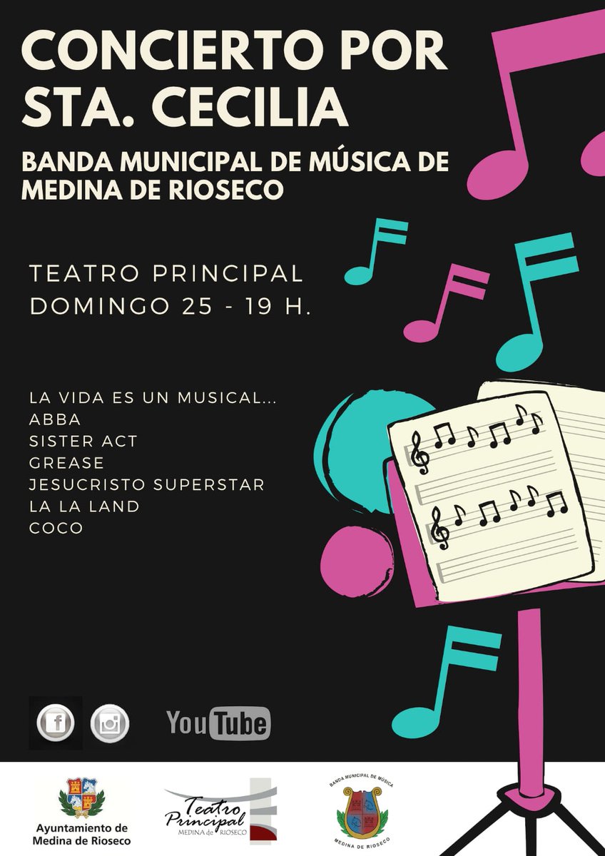Todo listo para el concierto en honor a Santa Cecilia de mañana.

Recuerde:
📆 Domingo 22 de Noviembre
🏤 Teatro Principal
🕖 19:00 horas

Tenga siempre presente que la vida es un musical...