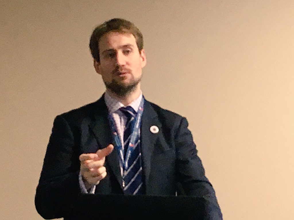 RoyColPod's tweet photo. Head of Education &amp; Development James Coughtrey on his 3rd &amp; final session of the day with @GrahamHolt17 updating the #copconference2018 on #apprenticeships https://t.co/vUx564tCLY