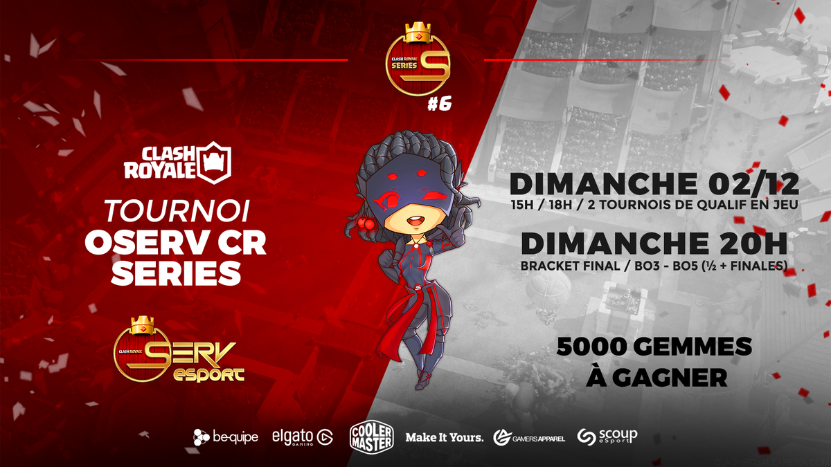 OservEsport's tweet photo. #CRSeries

Notre tournoi @ClashRoyale revient plus fort pour la 6ème édition ! 🎉

💎 5000 GEMMES à gagner

🏆 2 QUALIFIERS 1000 slots en jeu
🗓 02/12 15H &amp; 18H
🎖 PHASE FINALE en bracket
🗓 02/12 20H

📝 Infos : https://t.co/gUxgvORmBE
🎧 Discord CR : https://t.co/xUbaSbtZrS

🔄 https://t.co/z05EVyKhXb