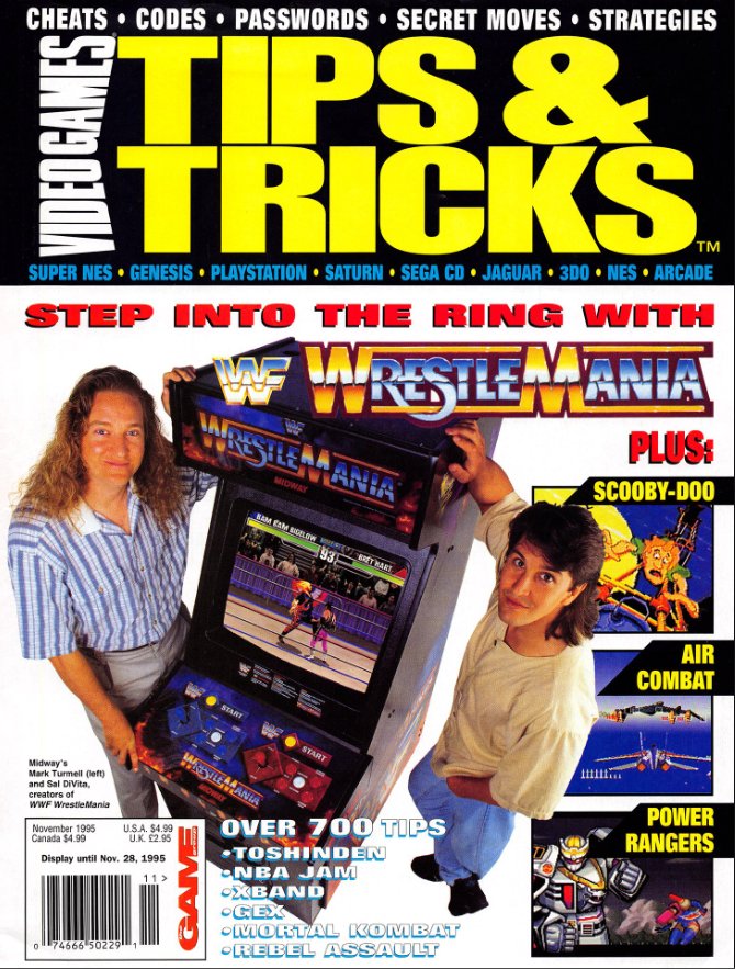 NBA Jam (the book) on X: NBA Jam developers/secret characters Mark Turmell  and Sal DiVita star on the cover of the Nov. '95 issue of VideoGames Tips  & Tricks, promoting WWF WrestleMania