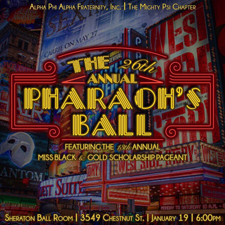 MightyPsiAlphas's tweet photo. We cordially invite you all to the 26th Annual Pharaoh’s Ball. Come join us on Broadway for an elegant evening of fine dining, talented performances, and unending fun. You won’t want to miss this exquisite affair. Purchase tickets below.

https://t.co/5qKj6cGhSS https://t.co/7P3SIg4Fot