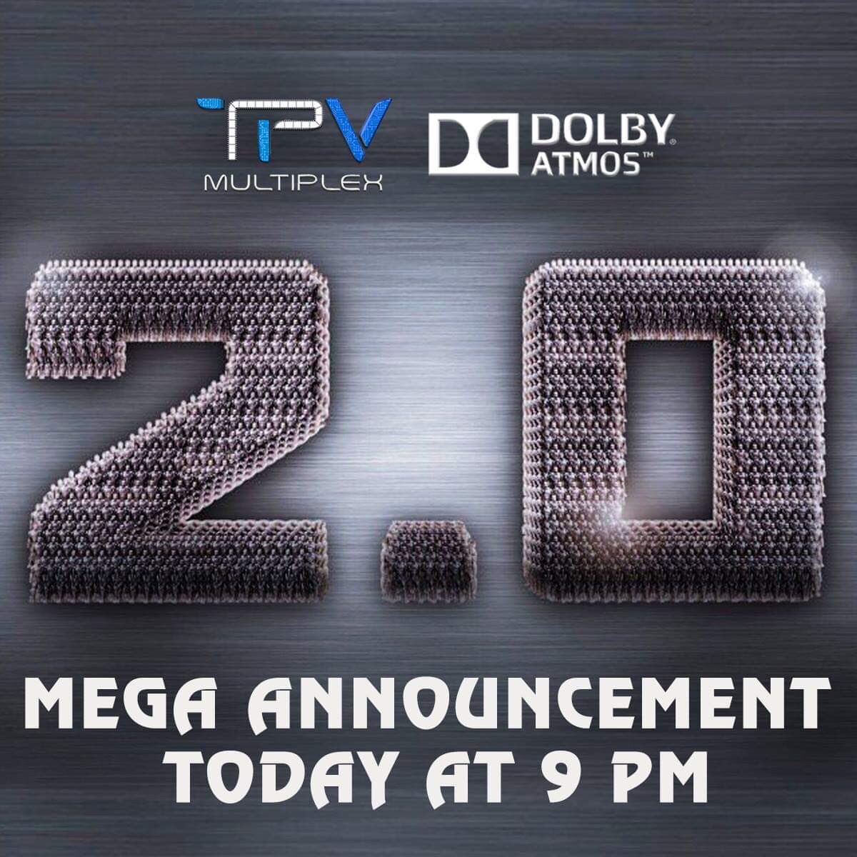 TPVMultiplex's tweet photo. Hello World I am #ChittiTheRobot. Heโs coming again with more power ๐โค๏ธ
Mega announcement regarding #Superstar @rajinikanthโs #2Point0 will be revealed at today #9PM. Stay tuned ๐
#2Point0AtTPVMultiplex https://t.co/hvBH8N89ni