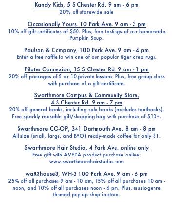 InnAtSwarthmore's tweet photo. Shop Small this Saturday!  Check out all that  Swarthmore has to offer. https://t.co/hRqol9VRCB