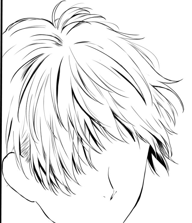 これ三浦の髪の毛なんだけど、髪の毛苦手で必死こいて描いた割には白黒のバランス悪い。でもトーンでなんとかなるって信じてる! 
