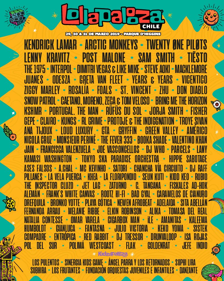 LaVela_Oficial's tweet photo. Estamos muy felices de contarles que vamos a ser parte del @lollapaloozacl junto a muchísimas bandas más.
En marzo del 2019 La Vela vuelve a 🇨🇱
🐽 
#ModoLineUp #LollaCL #LVPdestilar https://t.co/mNWc31kiWI