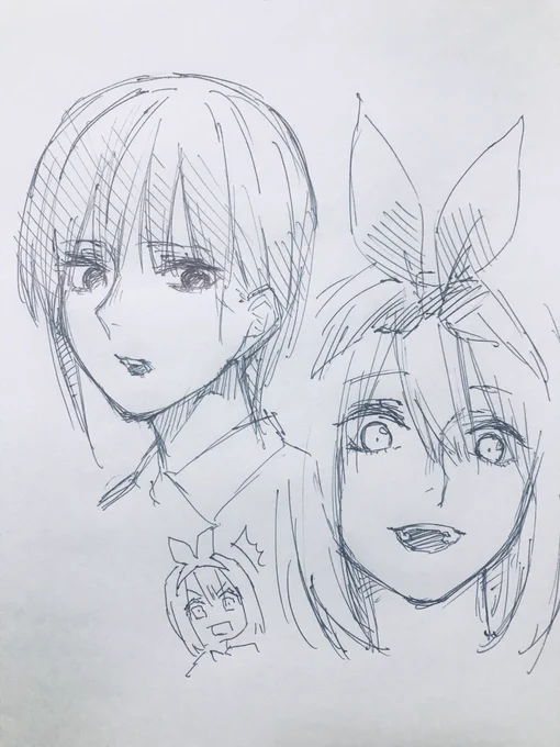 カルマの絵柄に戻せるか試し描きしてたけど一花はともかく四葉は厳しいですね。 
