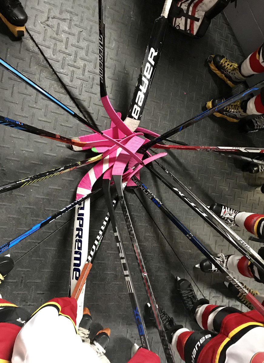 SCMHA ATOM A Flames are sporting their #PinkTapeCampaign in support of Cat. Dole’s anti bullying campaign. <a href="/HockeyNS/">Hockey Nova Scotia</a> #NSProud #PinkTape