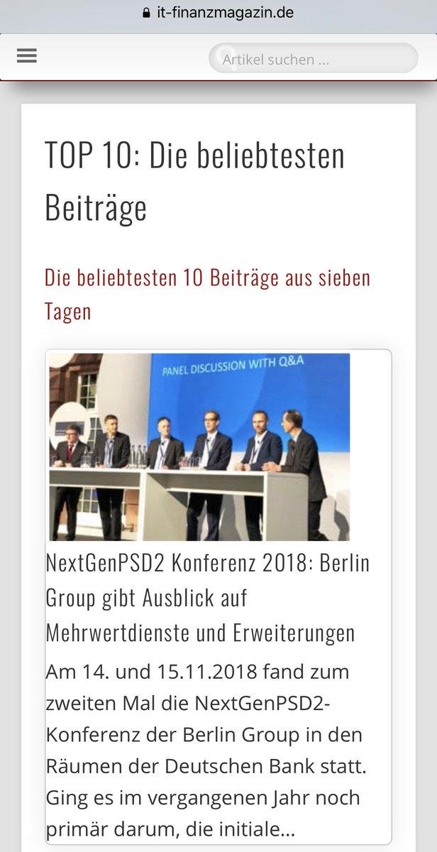 kig_de's tweet photo. Bin doch etwas überrascht, dass mein #nextgenpsd2 Bericht im @ITFinanzmagazin ganz oben in den Top10 steht - dabei handelt es sich ja doch eher um schwere Kost im Vergleich zu den ganzen #ApplePay Artikeln. https://t.co/6Ac6hUi8vg