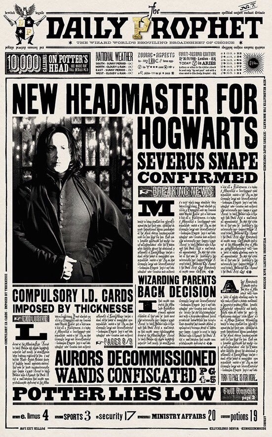 セブルス ファン必見！ 日刊予言者新聞からスネイプ先生がホグワーツ