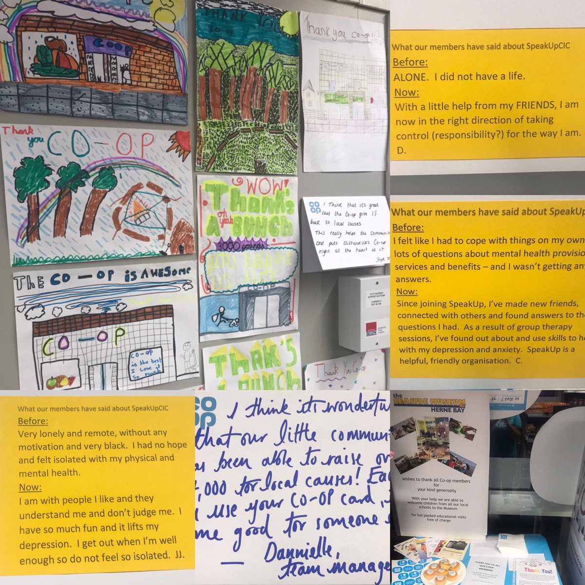 So great to read these thank you letters in #Cliftonville Co-op Store from people who have directly benefited from the money donated to the local causes. Such a lovely idea. #TheCoopway