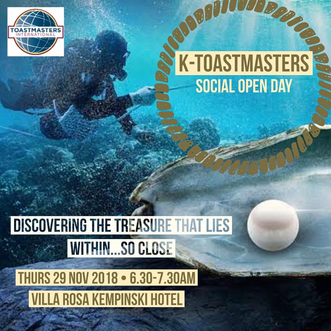 K Toastmasters (@k_toastmasters) on Twitter photo We TREASURE all our members and guests. Thursday 29th Nov 2018 is a very special day dedicated to get up close & personal with you during our Social Open Day. Get to know the team behind <a href="/k_toastmasters/">K Toastmasters</a> as we get to hear your #publicspeaking goals. Save the Date.. 📌 We TREASURE all our members and guests. Thursday 29th Nov 2018 is a very special day dedicated to get up close & personal with you during our Social Open Day. Get to know the team behind <a href="/k_toastmasters/">K Toastmasters</a> as we get to hear your #publicspeaking goals. Save the Date.. 📌