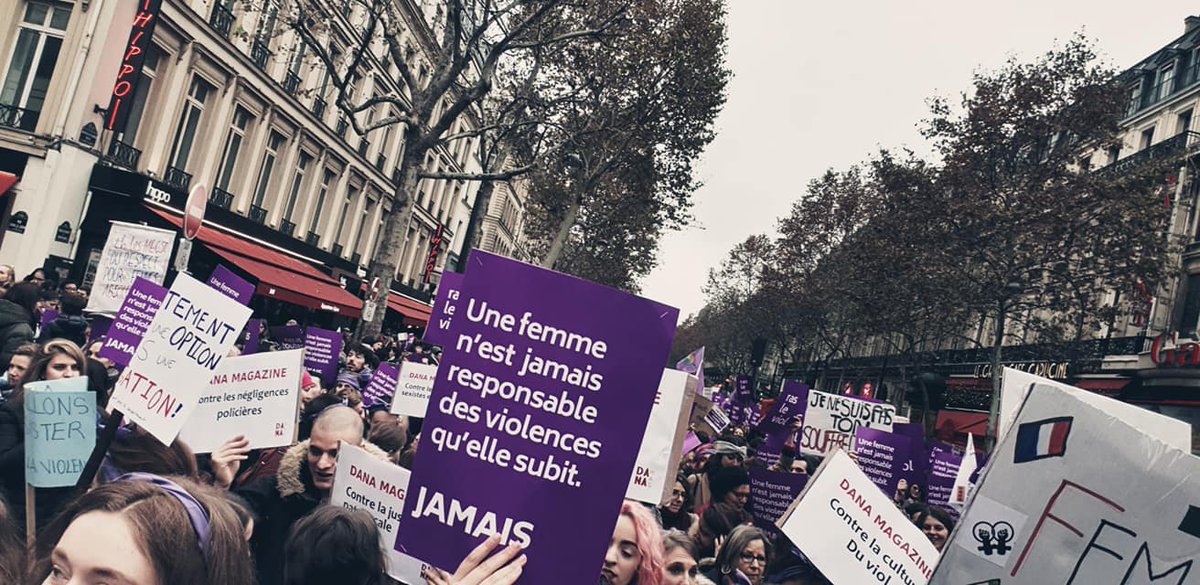 AFFJwomen's tweet photo. Actions on the field with the AFFJ…like today where we attended the walk against sexist and sexual violences in Paris. https://t.co/qQoJJe8jz8
