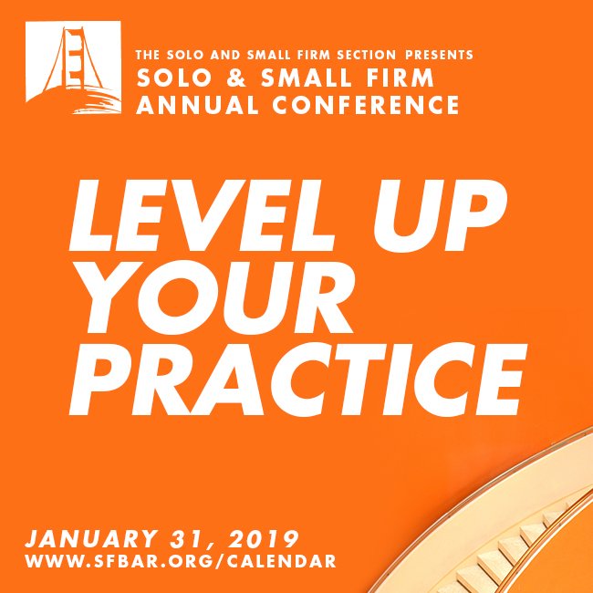 On #SmallBusinessSaturday, we recognize all #legal #entrepreneurs &amp; solo/small firm #attorneys. #Thankyou for advancing the cause of  #justice &amp; the rule of #law!
Save the date for our next Solo/Small Firm Conference: Level Up Your Practice 1/31. More at sfbar.org/calendar