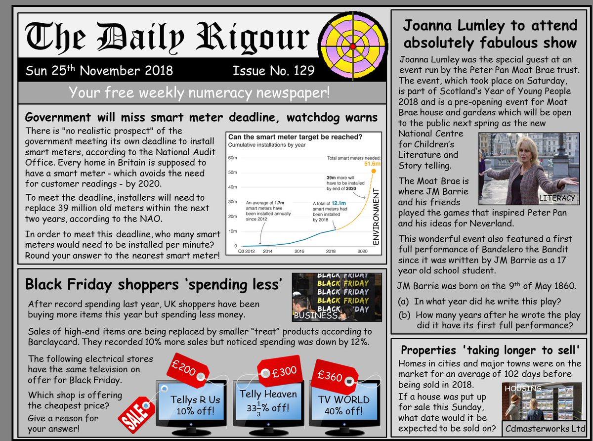 RigourMaths's tweet photo. Want to improve your numeracy skills? Try this weeks #DailyRigour 129, your FREE numeracy newspaper. This week we have an #absolutlyfabulous edition featuring the excellent work of @PPMBT. Thank you so much for the photo Joanna! https://t.co/tYDyzZV3r2 #numeracy #CfE @LumleyNews https://t.co/6imqm9Kz73