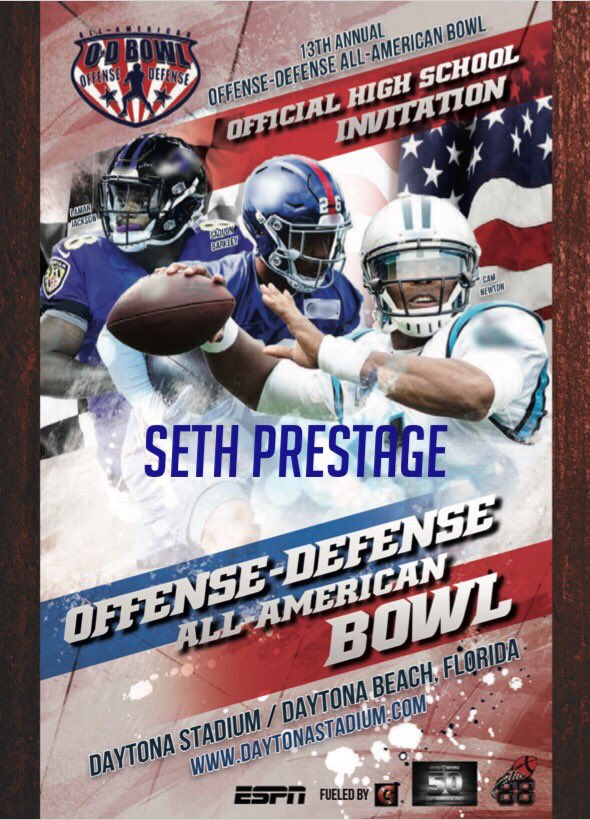 Seth_prestage2's tweet photo. Blessed &amp; Honored to receive an invite from the Offense-Defense All American Bowl‼️@ODFBall 🙏 I Eat We All Eat‼️#GODISGREAT  @FortiusProject @SouthElite150 @bmaze @jtshellenback @LakeHornetFB @LakeSchool @TateTatehanna #SIPMADE https://t.co/cysTDbnj3Y