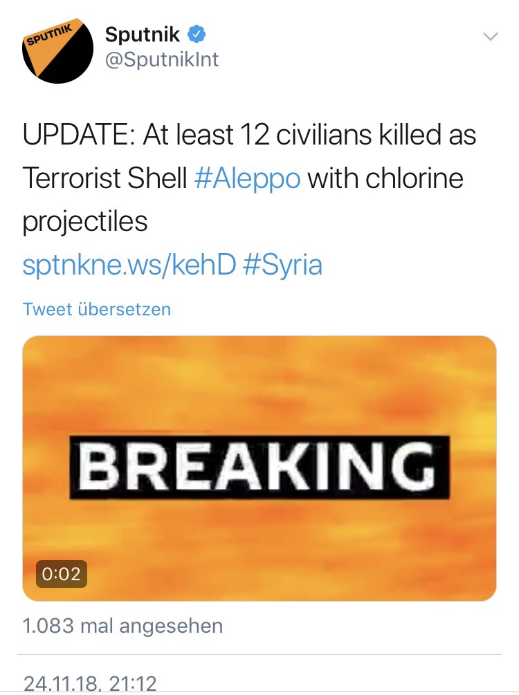 JulianRoepcke's tweet photo. Kremlin regime news went from  8 killed to 12 killed to 0 killed in “terrorist chlorine gas attack on Aleppo” tonight.
Sounds convincing.
#PutinAtWar https://t.co/AcNUCzxDei