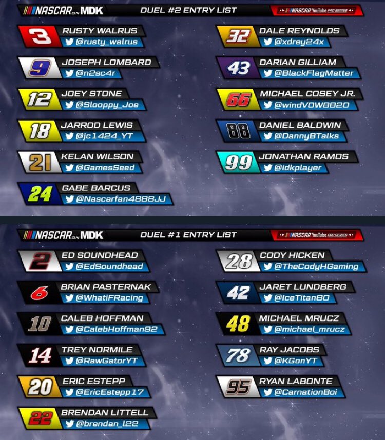 TheCORELeague's tweet photo. TOMORROW! It’s what you’ve all been waiting for! The DP Silverfox Duels at Daytona!
Below is the entry list for the race.
Tune in on the YouTube Pro Series’ official YouTube channel!
#YTPS🏁 https://t.co/qkf6Oxawck