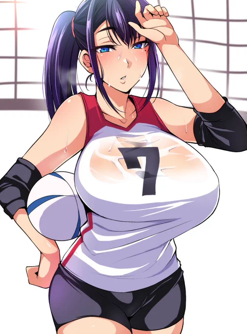 お題箱絵(https://t.co/FKFGbnIbSo )「爆乳バレーボール選手」 