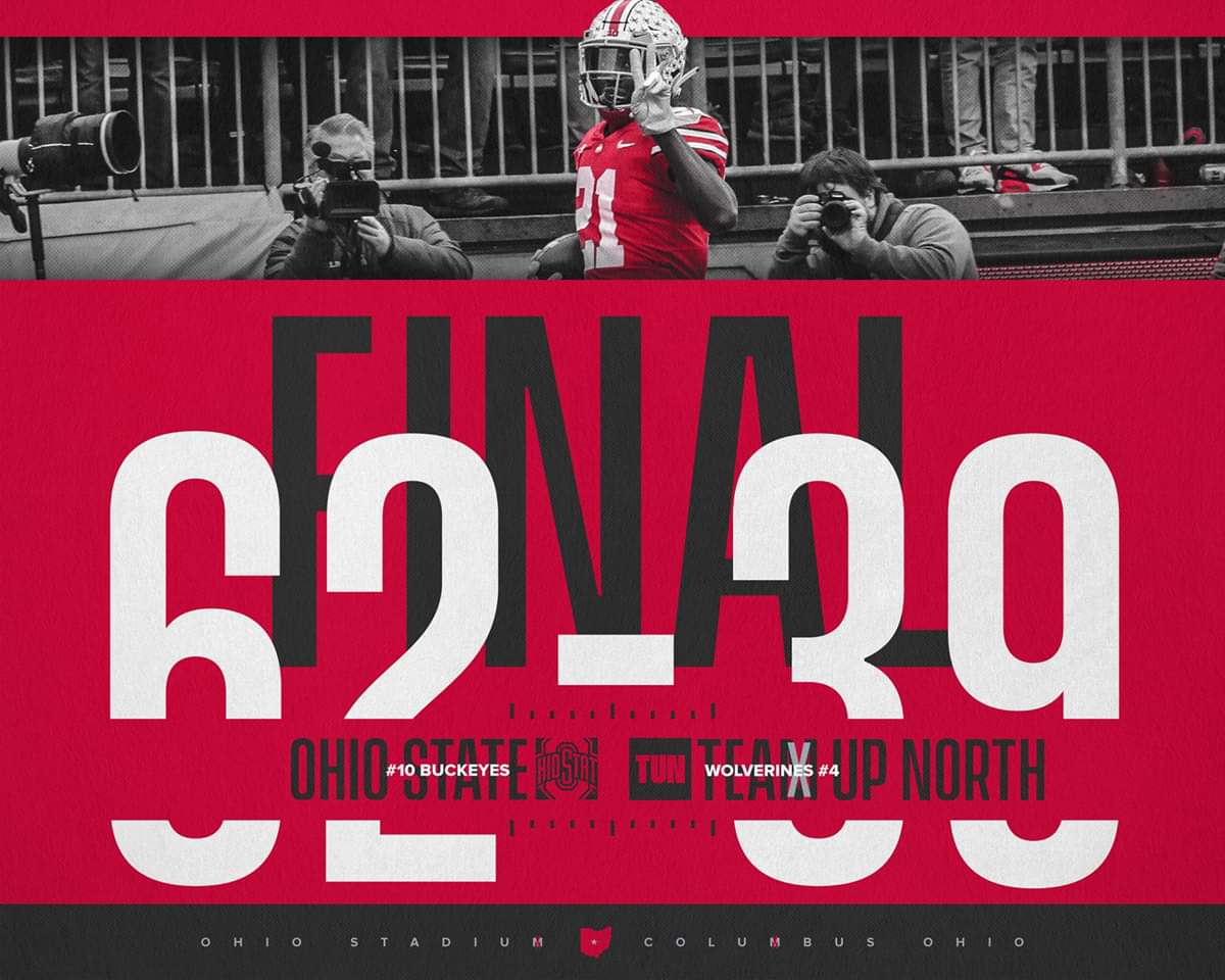 IronPlac's tweet photo. Ohio State Buckeyes-62...Michigan wolverines-39 https://t.co/0Ph5bzN15A