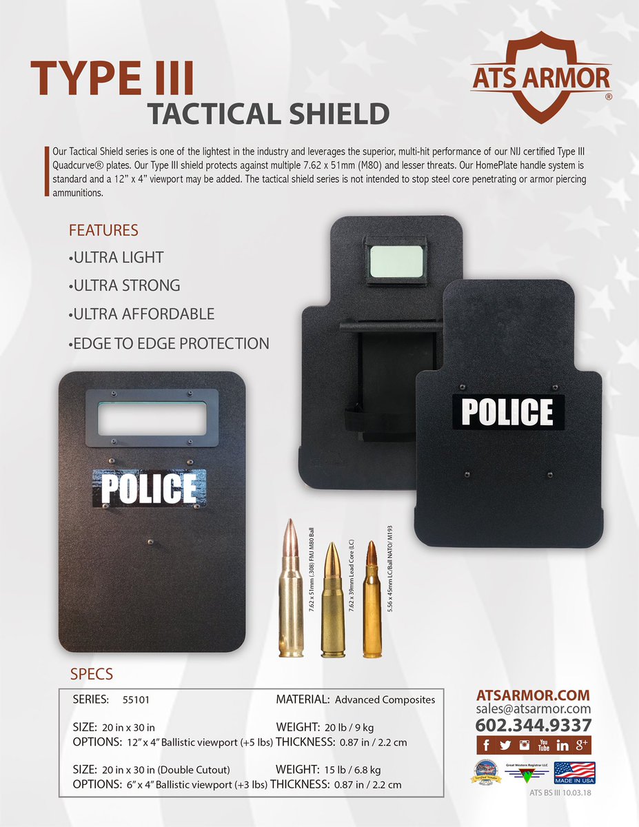 ATSArmor's tweet photo. Official. Level III 15lb Tactical Shield

#police #sheriff #military #lawenforcement #firstresponders
#swat #tactical #patrol #armor #shield #protection #rifle #9mm #lightweight #ar15 #308 #2a https://t.co/kPcJ2LwRgN