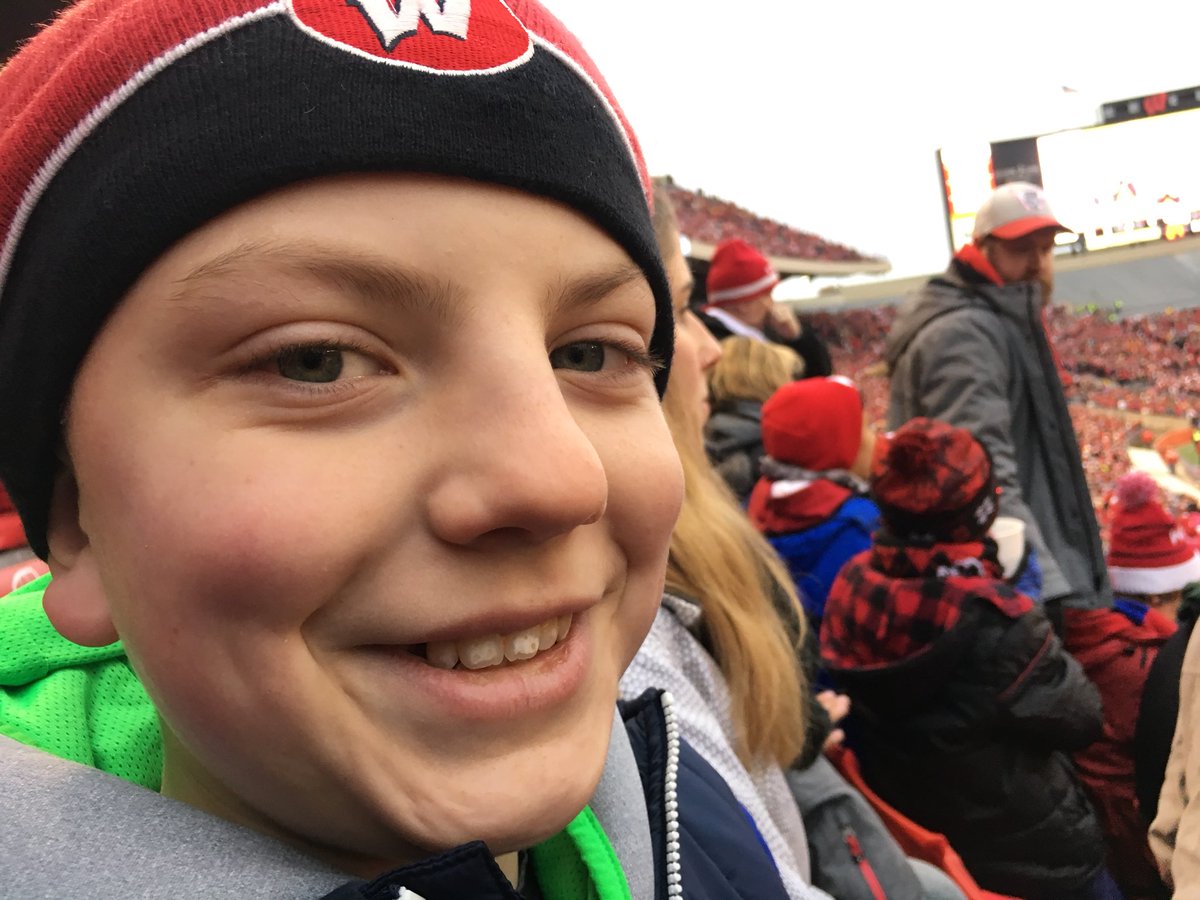 Miles first Badger Game witnessing the end of an era. Thanks Mike for 50 great years! #OnWisconsin