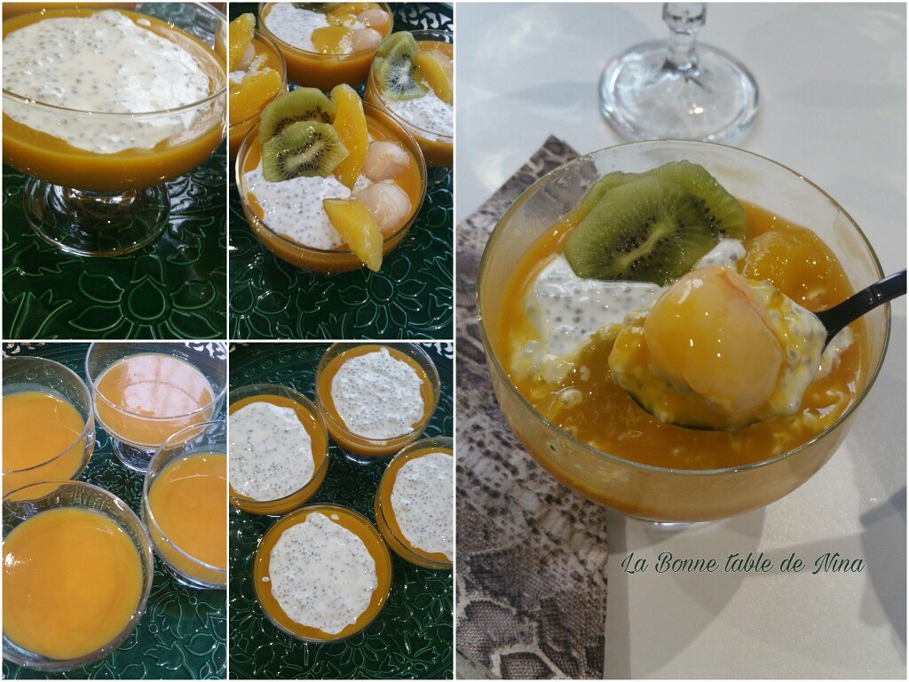 LeChefNina's tweet photo. Pour le dessert j'ai proposé à mes invités un pudding chia exotique, crème coco et soja coulis de mangue banane citron et fruits de la passion, et fruits frais kiwi, mangue et litchis.bonne soirée #puddingchia #chiaseeds #chia #Food #bonappetit #healthy #mangue #fruits #healthy https://t.co/MsiigcNfLd