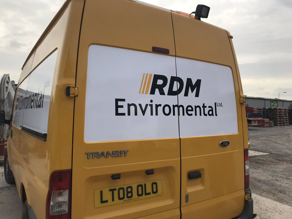 Ford Transit with flooded white panels and sign writing. All the best to RDM Environental Ltd👍🏼💚👍🏼💚👍🏼💚