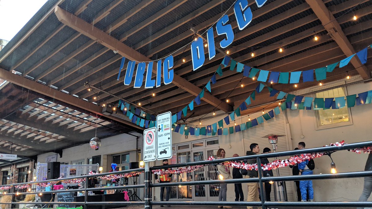 public_disco's tweet photo. We're live down in @iyaletown for #CandyTown2018! Join us for a dance! #yaletown #yvr #Vancouver https://t.co/sYDgziGOAf