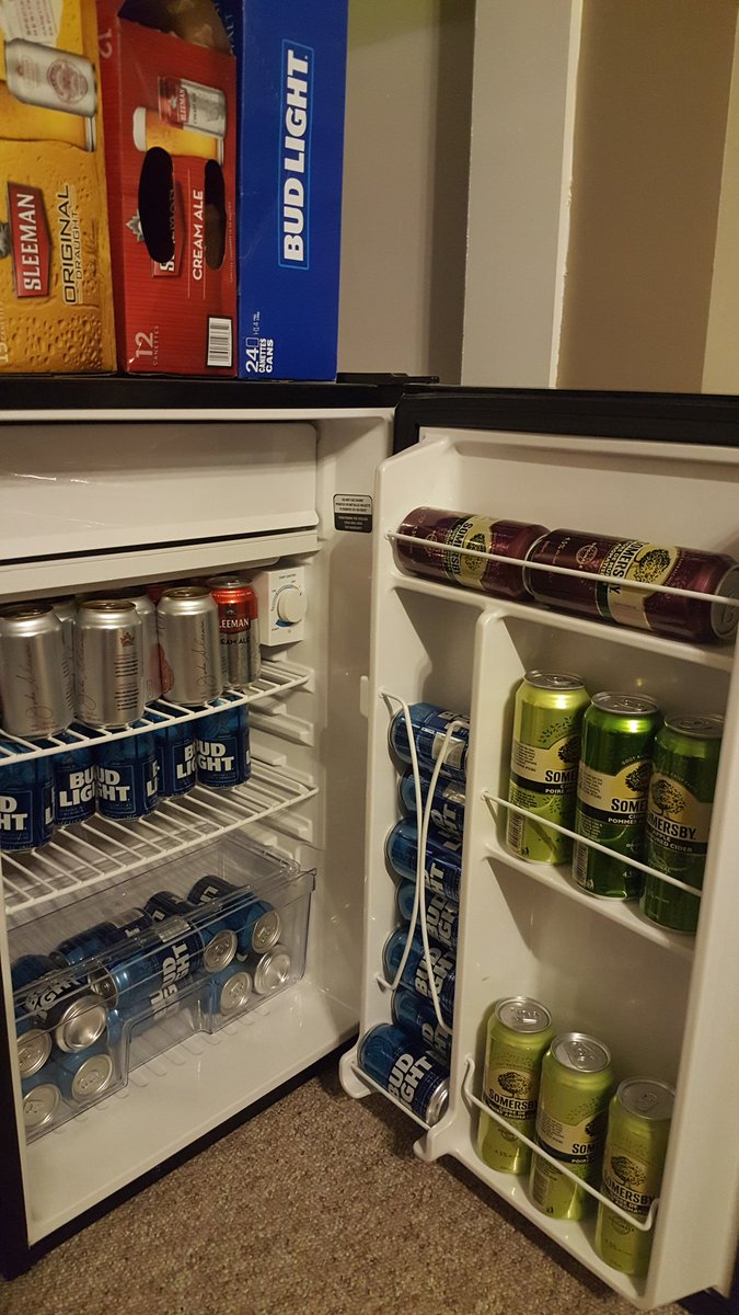 Beer fridge stocked. Phase 1 of the year end Thrift Shop party has begun.