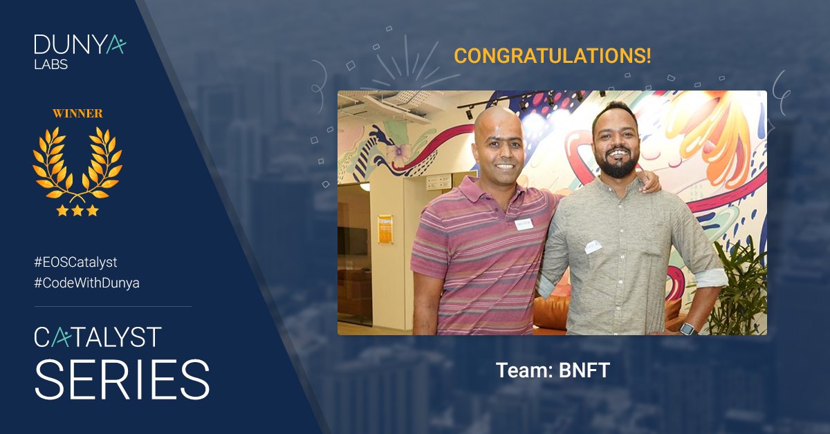 DunyaLabs's tweet image. Congratulations to Teams Cheap Onions and BNFT for winning the competition to a tie!  #CodeWithDunya #EOSCatalyst #Blockchain Watch this space for more info on their DApp ideas! @rosalim89 @_duxfemina_