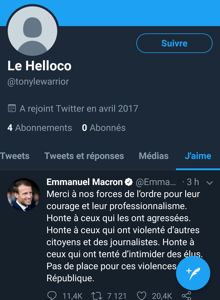 Weatherboy_fr's tweet photo. Le seul tweet de Macron sur le #24Novembre a reçu un nombre de
"j'aime" qui semble anormal (10 fois plus que ses tweets précédents).

Or en naviguant dans ces
"j'aime" on trouve des profils au nombre d'abonnés curieux
🤔

Ça ressemble à une grosse manip⤵️ https://t.co/uohxh3Q9Yu