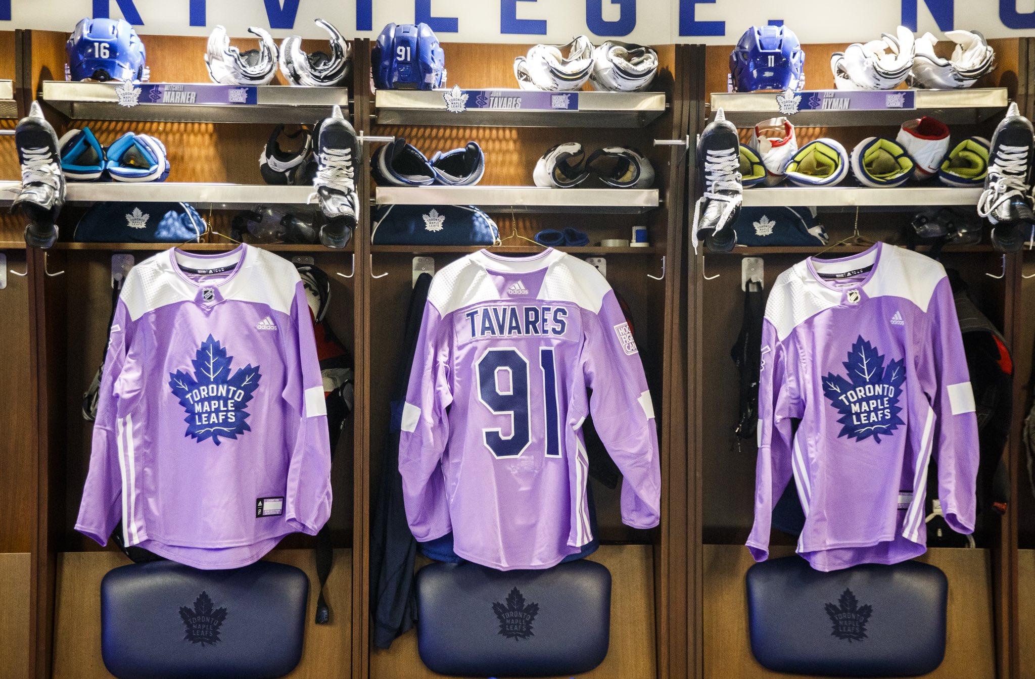 Toronto Maple Leafs - Our #HockeyFightsCancer jersey and stick auction is  live! Bid on your favourite player-worn warm-up jersey and stick with all  proceeds benefiting Camp Oochigeas & Camp Trillium 💜 #LeafsForever