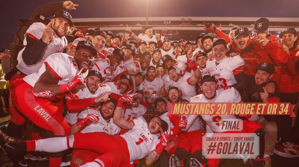 rougeetor's tweet photo. 🏈 CHAMPIONS! Coupe #Vanier54 présentée par @Promutuel Assurance #rougeetor @WesternMustangs #GoLaval #Objectif10 #ObjectifAtteint https://t.co/XJ5tJsMqTa