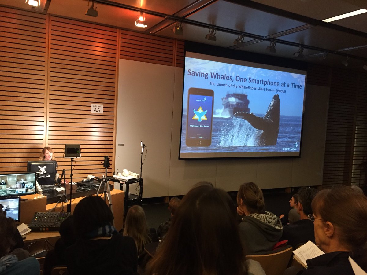 So many great talks at the Marine Mammal Symposium #BCMMS26. Jessica Torode gives an overview of the WhaleReport Alert System - a method of notifying commercial mariners of the presence of #whales in the water