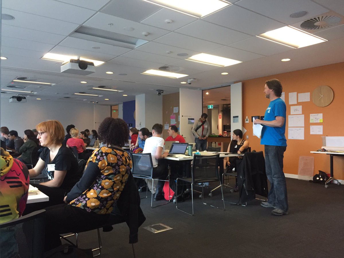 Morning check-in underway at Summer Hack Day 2 hosted by <a href="/REA_Group/">REA Group</a> ahead of this afternoon’s show &amp; tell eventbrite.com.au/e/rhok-melbour…