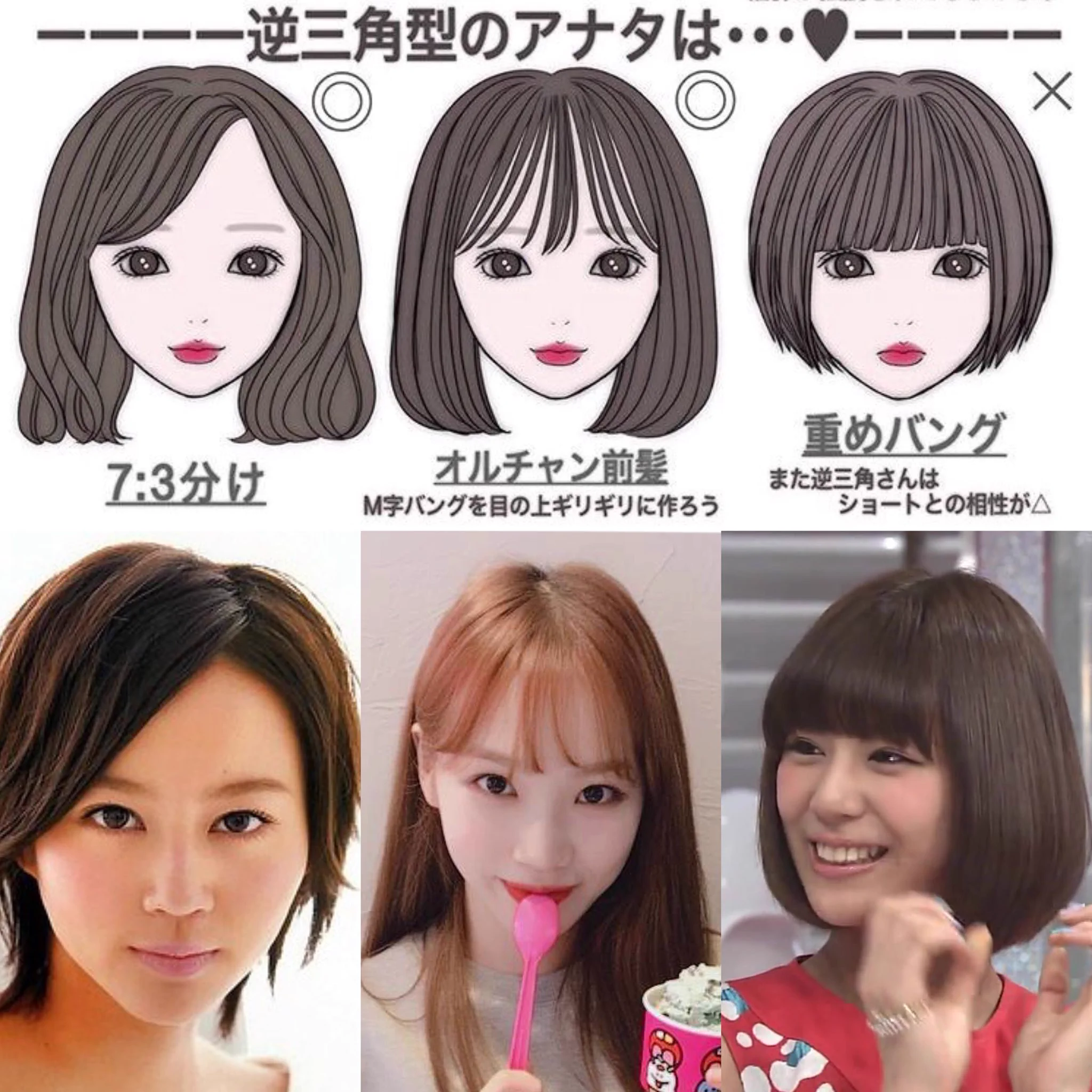 女子の顔型別の似合う髪型ってさ…ようは顔だよねww参考にならないww